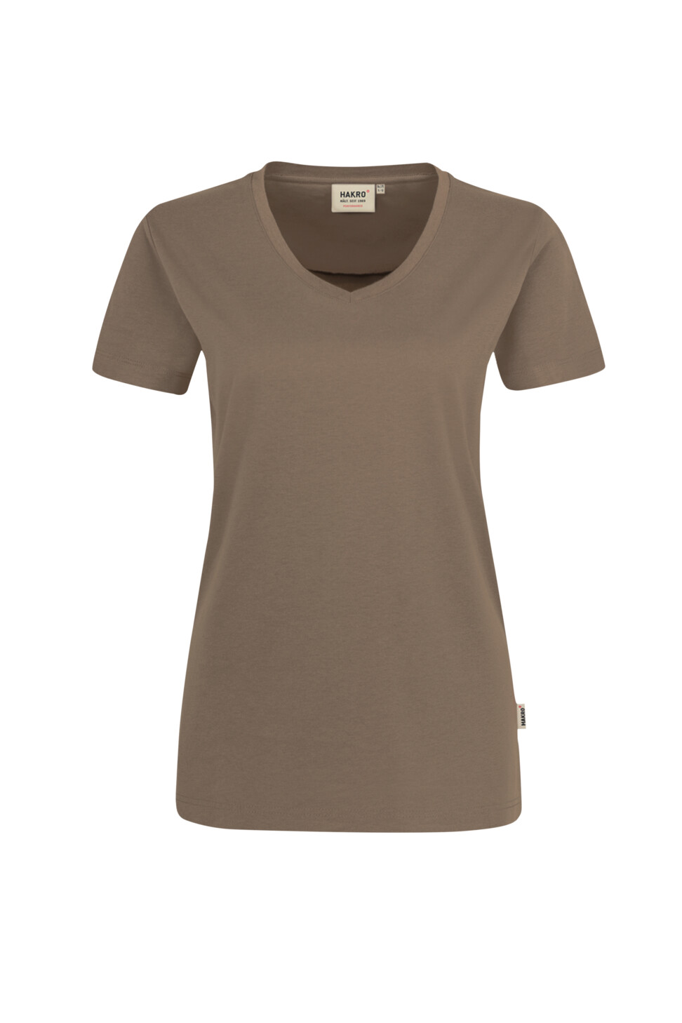 Damen V-Shirt MIKRALINAR® | Logo gepatcht